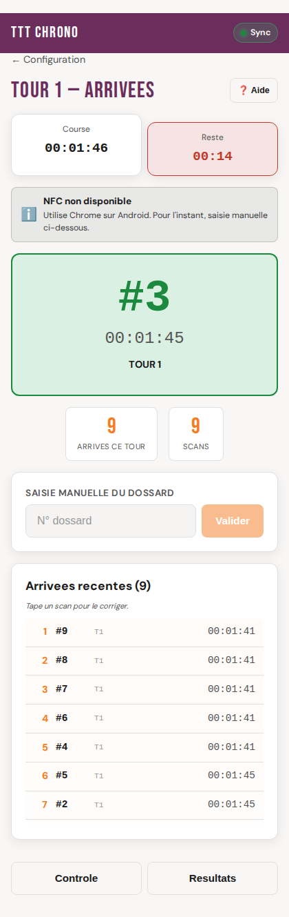 Mode Arrivée pendant les scans