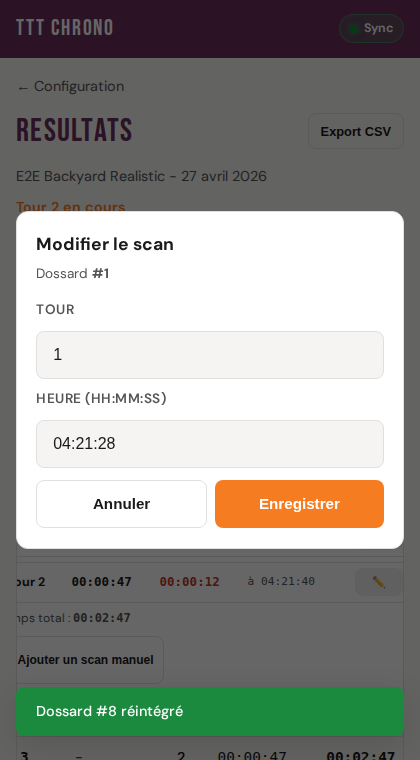 Modal de modification d'un scan