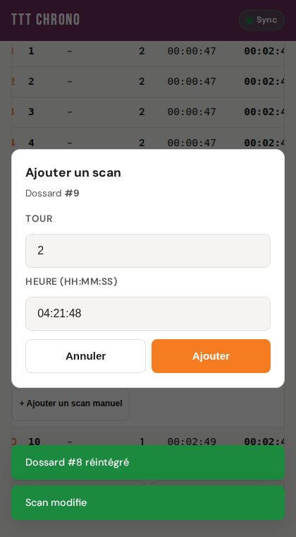 Modal d'ajout d'un scan manuel