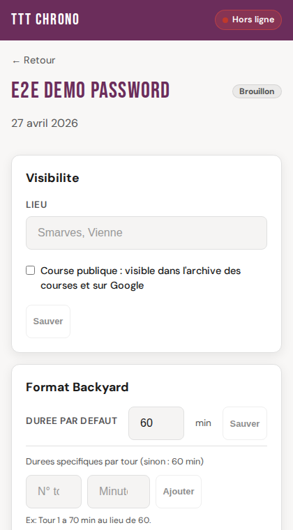 Section « Mot de passe » dans Configuration