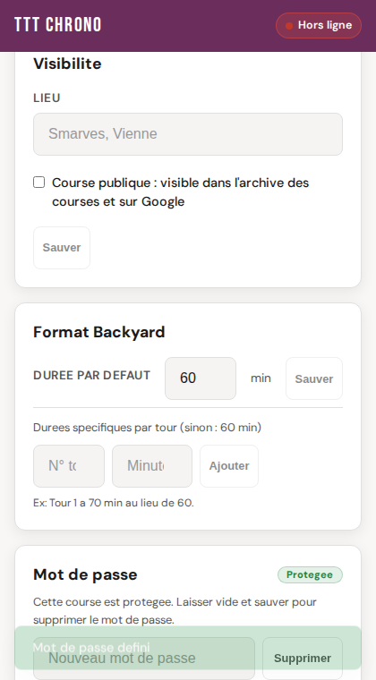 Course protégée par mot de passe